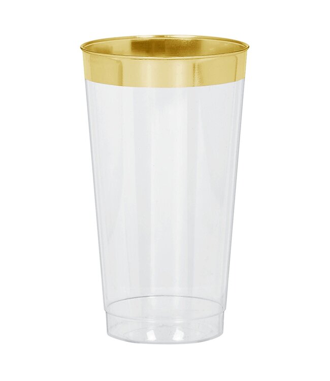 Premium Plastic Tumblers - Clear w/Gold Trim
