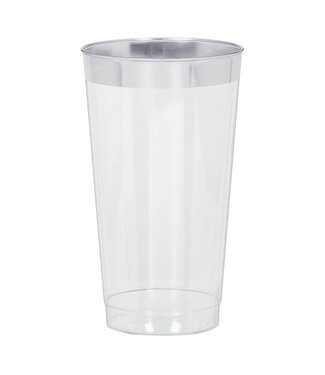 Premium Plastic Tumblers - Clear w/Silver Trim