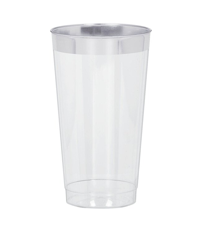 Premium Plastic Tumblers - Clear w/Silver Trim