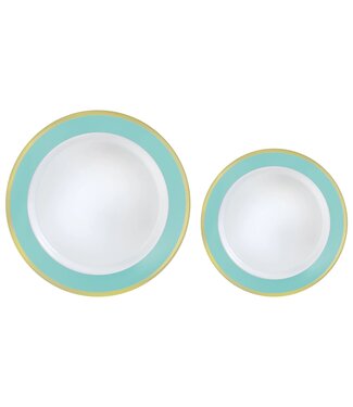 Multipack, Hot Stamped Plastic Border Plates - Robin's-Egg Blue