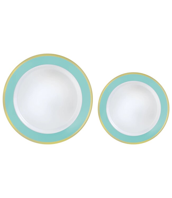Multipack, Hot Stamped Plastic Border Plates - Robin's-Egg Blue