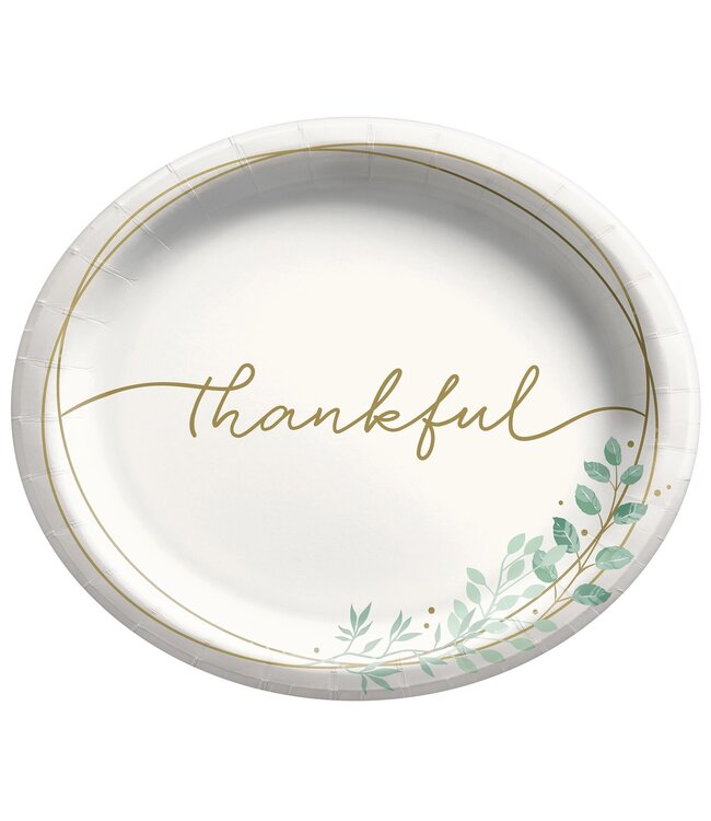 Amscan Simply Thankful 12" Oval Paper Plates
