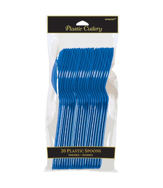 Plastic Spoons, Mid Ct. - Bright Royal Blue