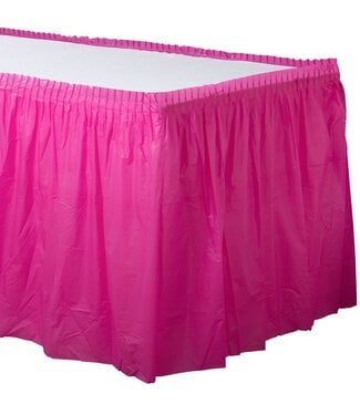 21' x 29" Plastic Table Skirt - Bright Pink