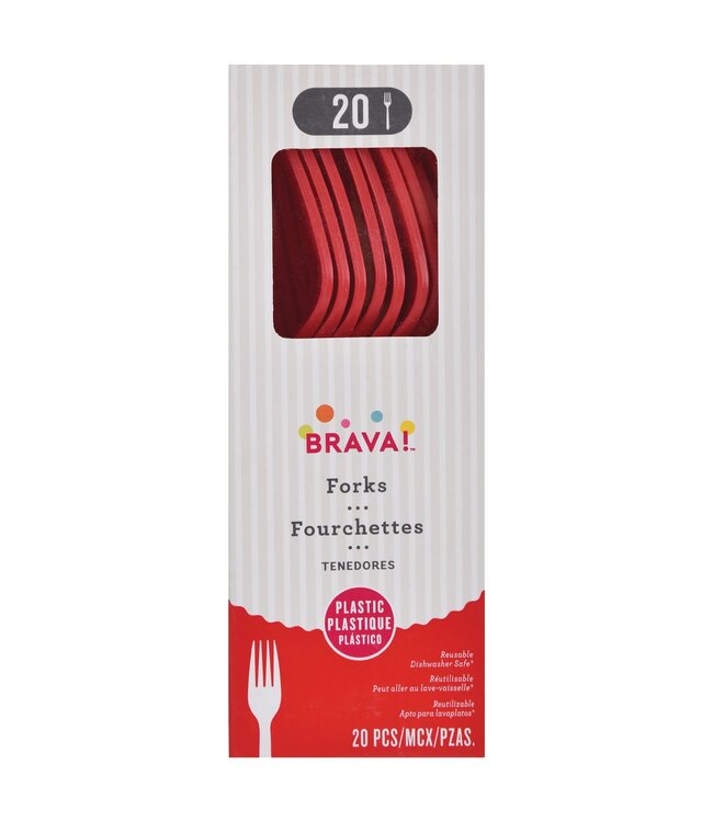 Amscan 20ct Reusable Plastic Forks - Apple Red