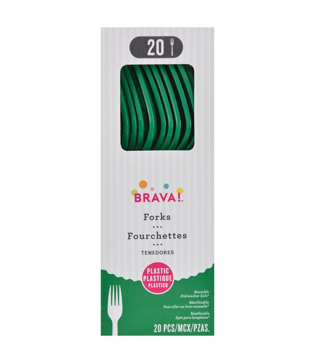Amscan 20ct Reusable Plastic Forks - Festive Green