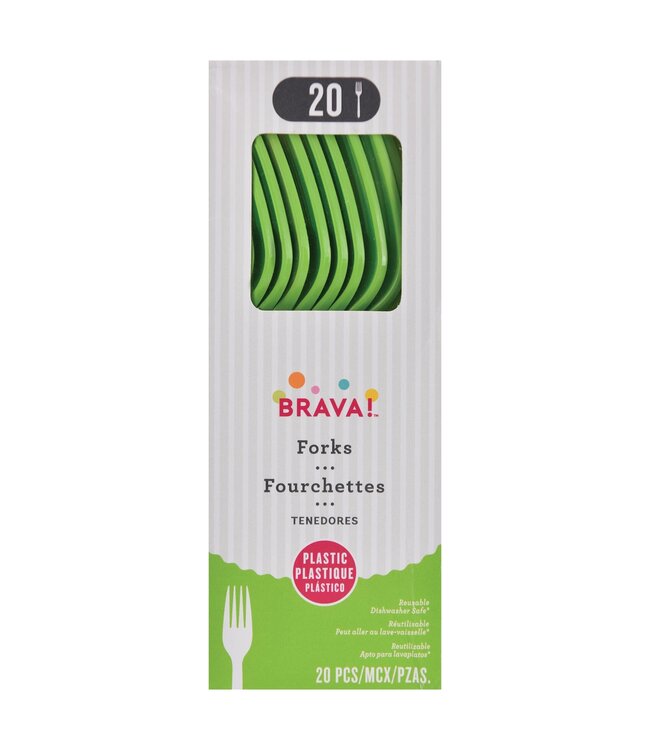 Amscan 20ct Reusable Plastic Forks - Kiwi