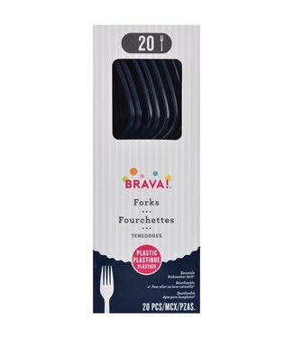 Amscan 20ct Reusable Plastic Forks - True Navy