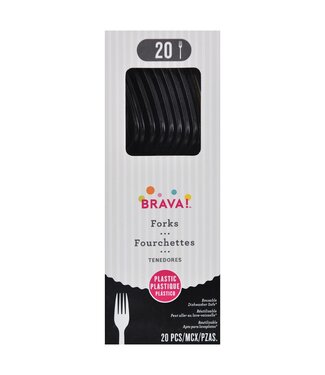 Amscan 20ct Reusable Plastic Forks - Jet Black