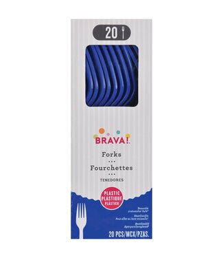 Amscan 20ct Reusable Plastic Forks - Bright Royal Blue