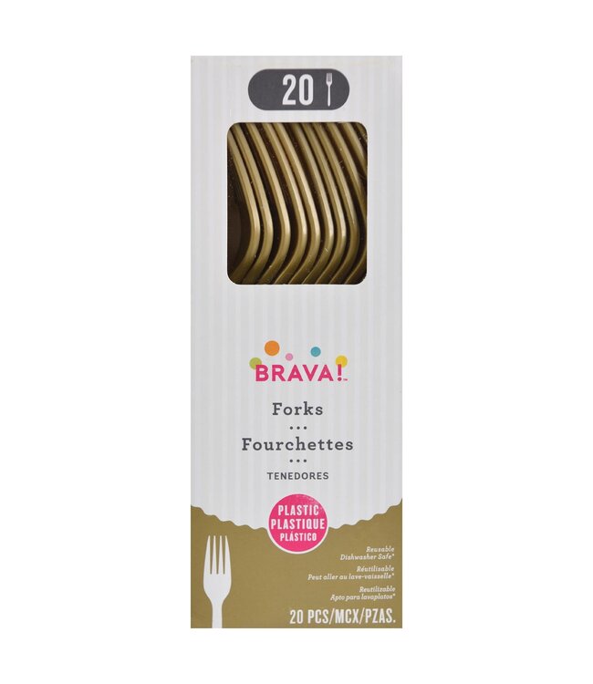 Amscan 20ct Reusable Plastic Forks - Gold