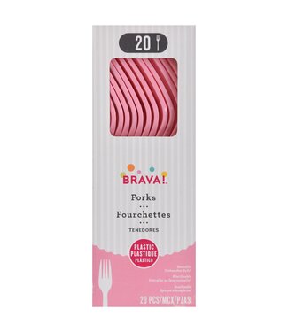 Amscan 20ct Reusable Plastic Forks - New Pink