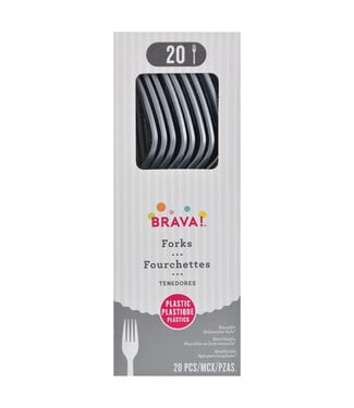 Amscan 20ct Reusable Plastic Forks - Silver