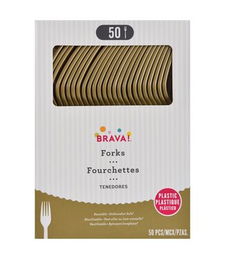 Amscan 50ct Reusable Plastic Forks - Gold