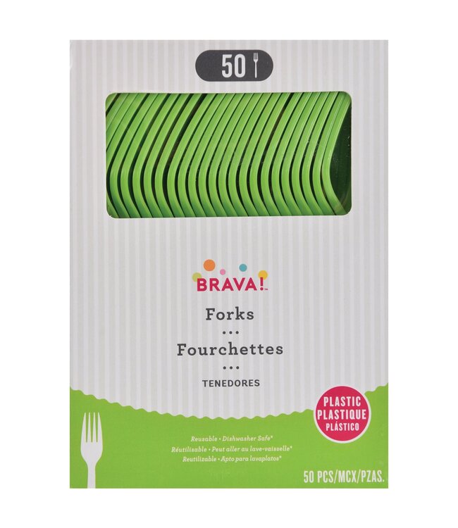 Amscan 50ct Reusable Plastic Forks -Kiwi