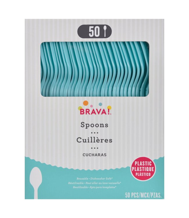 Amscan 50ct Reusable Plastic Spoons - Robins Egg