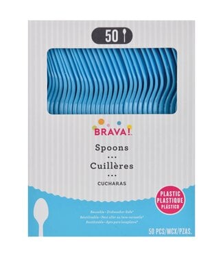 Amscan 50ct Reusable Plastic Spoons - Caribbean Blue