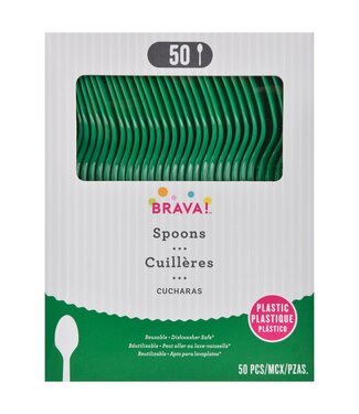 Amscan 50ct Reusable Plastic Spoons - Festive Green