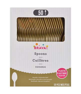Amscan 50ct Reusable Plastic Spoons - Gold