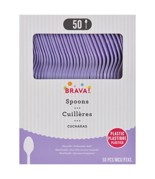 Amscan 50ct Reusable Plastic Spoons - Lavender