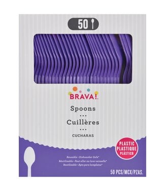 Amscan 50ct Reusable Plastic Spoons - New Purple