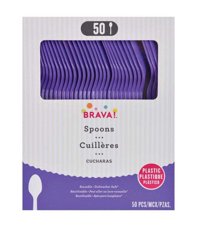 Amscan 50ct Reusable Plastic Spoons - New Purple