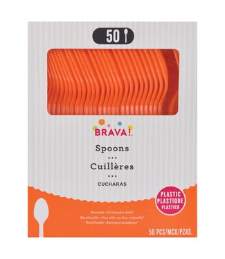Amscan 50ct Reusable Plastic Spoons - Orange Peel
