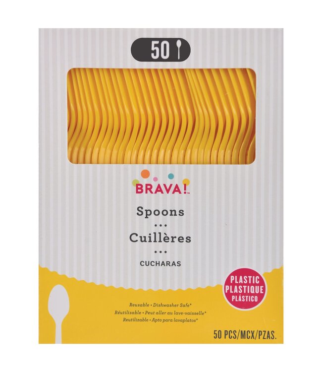 Amscan 50ct Reusable Plastic Spoons - Yellow Sunshine