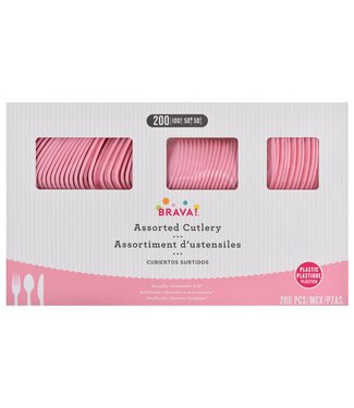 Amscan 200ct Reusable Plastic Cutlery Assortment - New Pink
