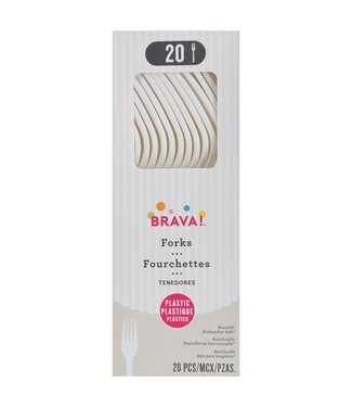 Amscan 20ct Reusable Plastic Forks - Frosty White
