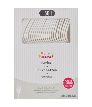Amscan 50ct Reusable Plastic Forks -Frosty White