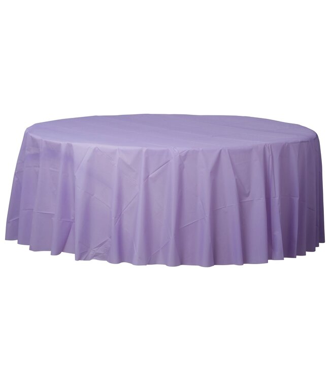 84" Round Plastic Table Cover - Lavender