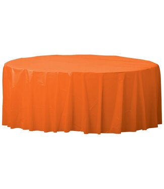 84" Round Plastic Table Cover - Orange Peel