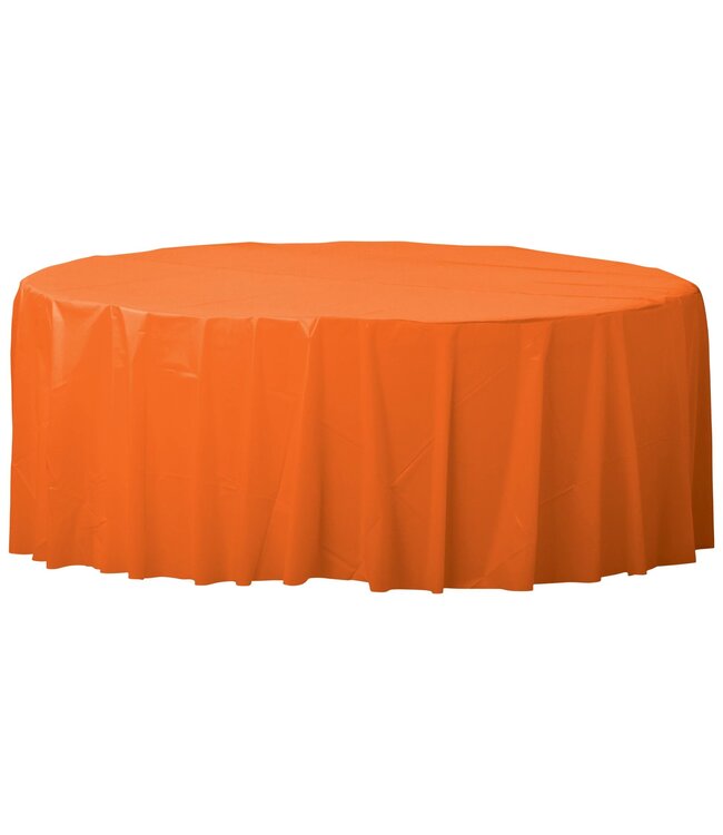 84" Round Plastic Table Cover - Orange Peel