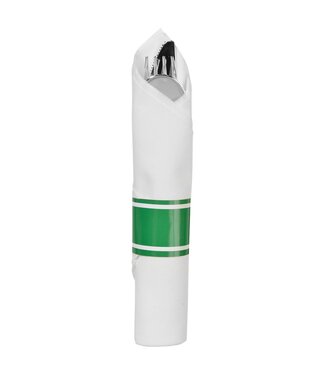 Premium Rolled Cutlery - Festive Green