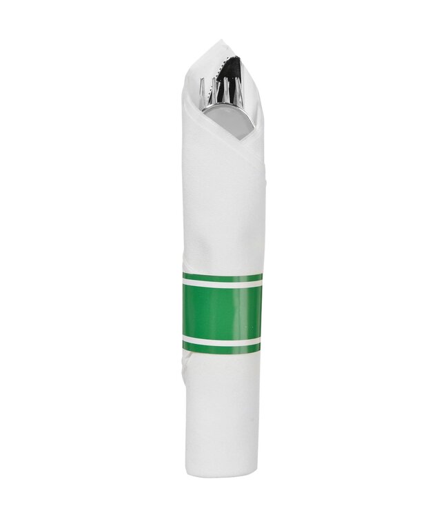 Premium Rolled Cutlery - Festive Green