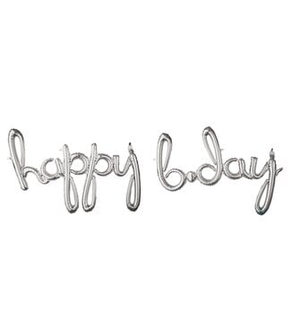 Foil Balloon Script Phrases "Happy Birthday" - Silver