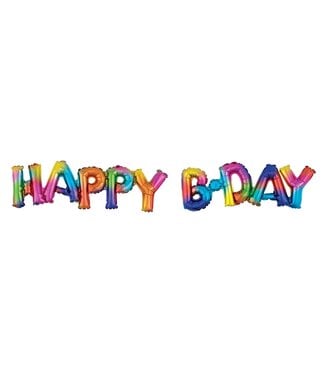 Balloon Block Phrase "Happy Bday" - Rainbow Splash