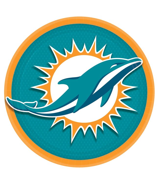 Amscan Miami Dolphins 9" Round Plates