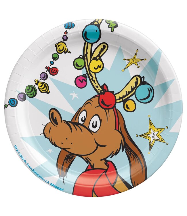Amscan Grinch Round Plates, 7" - Max