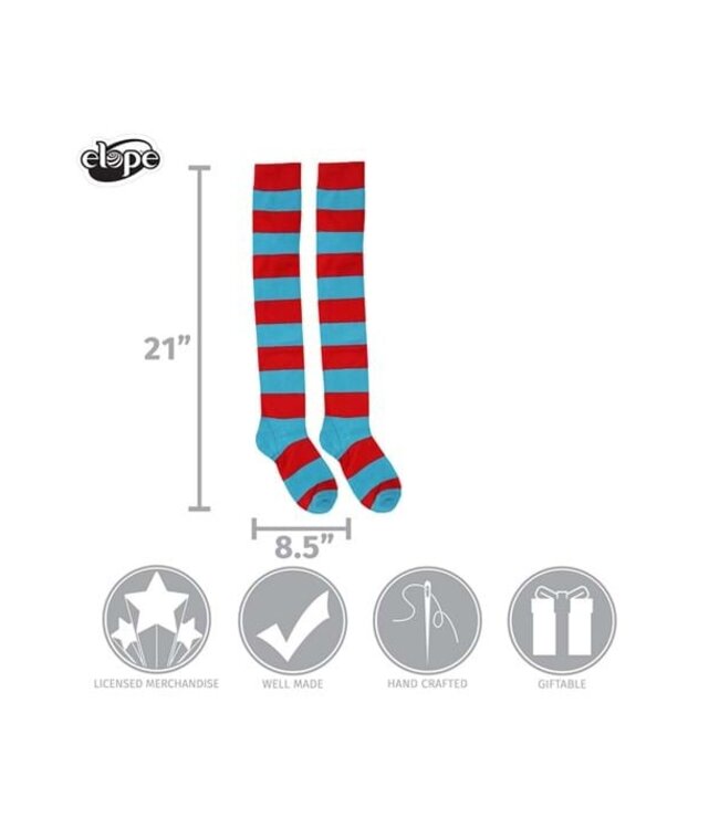 ELOPE Dr. Seuss Thing 1 & Thing 2 Striped Knee High Socks for Women