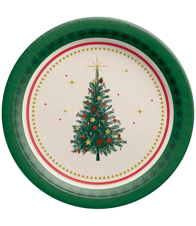 Amscan Elegant Evergreen 7" Round Plates