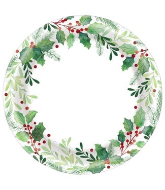 Traditional Holly Round Plates, 6 3/4"