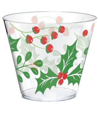 Holly Plastic Tumbler, 9 oz.