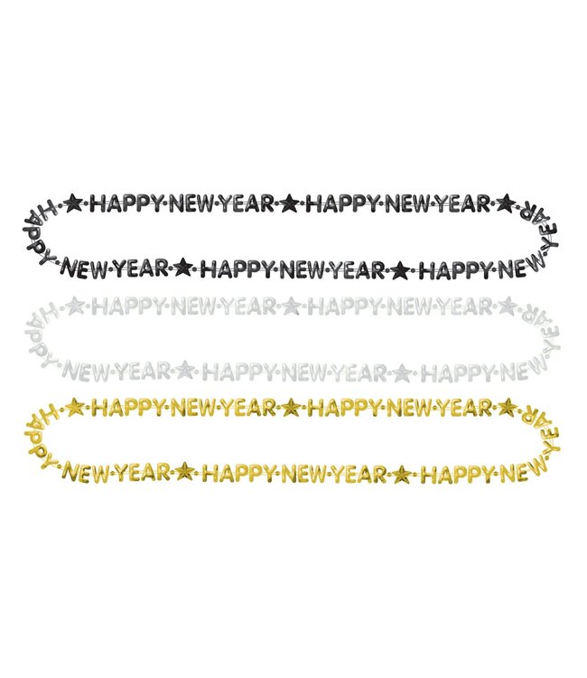 Amscan 3ct HNY Beads Black, Silver, Gold