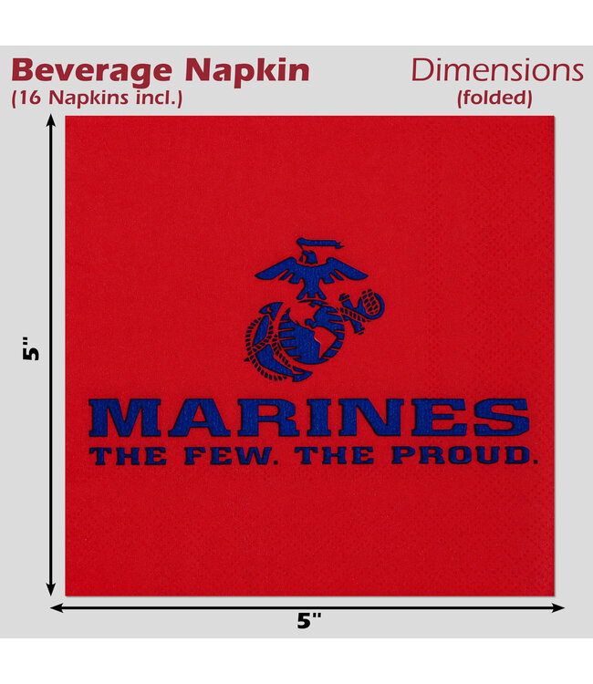 United States Marines Corp Beverage Napkin, 16 Count