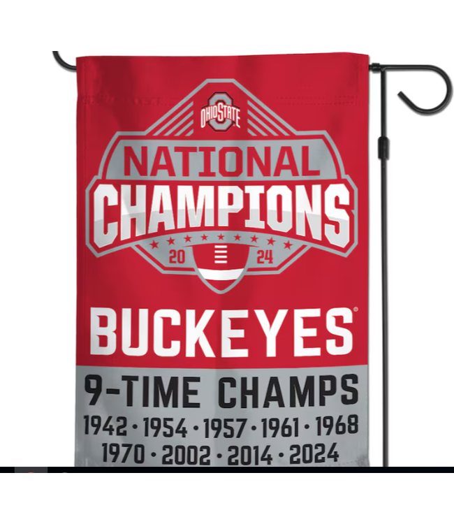 WINCRAFT Ohio State Buckeyes College Football Playoff 2024 National Champions 12'' x 18'' Double-Sided Garden Flag