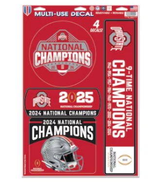 WINCRAFT WinCraft Ohio State Buckeyes College Football Playoff 2024 National Champions 11" x 17" Multi-Use Team Decal Sheet