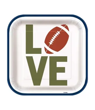 UNIQUE INDUSTRIES INC Football Tailgate LOVE Dessert Plates, Set of 8 Plates