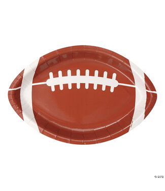 UNIQUE INDUSTRIES INC 9" x 6 1/2" Football-Shaped Disposable Paper Dinner Plates - 8 Ct.
